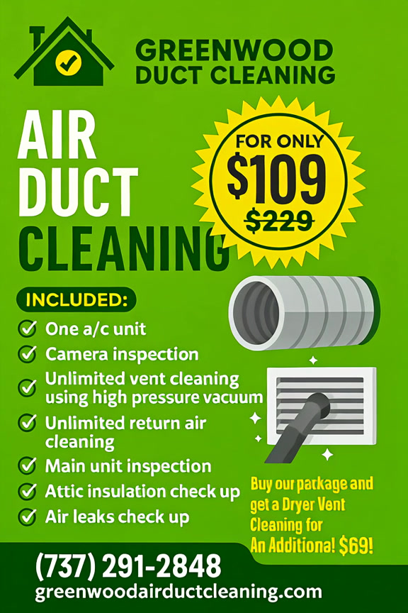 Greenwood Duct Cleaning TX Facebook ad