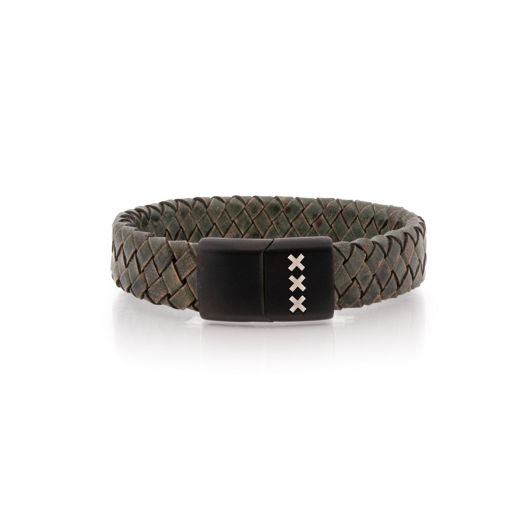 Amsterdam-sieraad Facebook ad: Ontdek onze handgemaakte leren herenarmband, stoer…