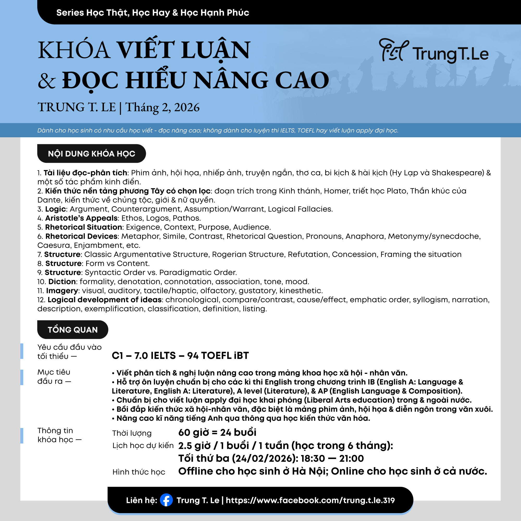Trung T. Le Facebook ad: Cháu/Em/Mình chuẩn bị mở lớp dạy Viết luận-Đọc…