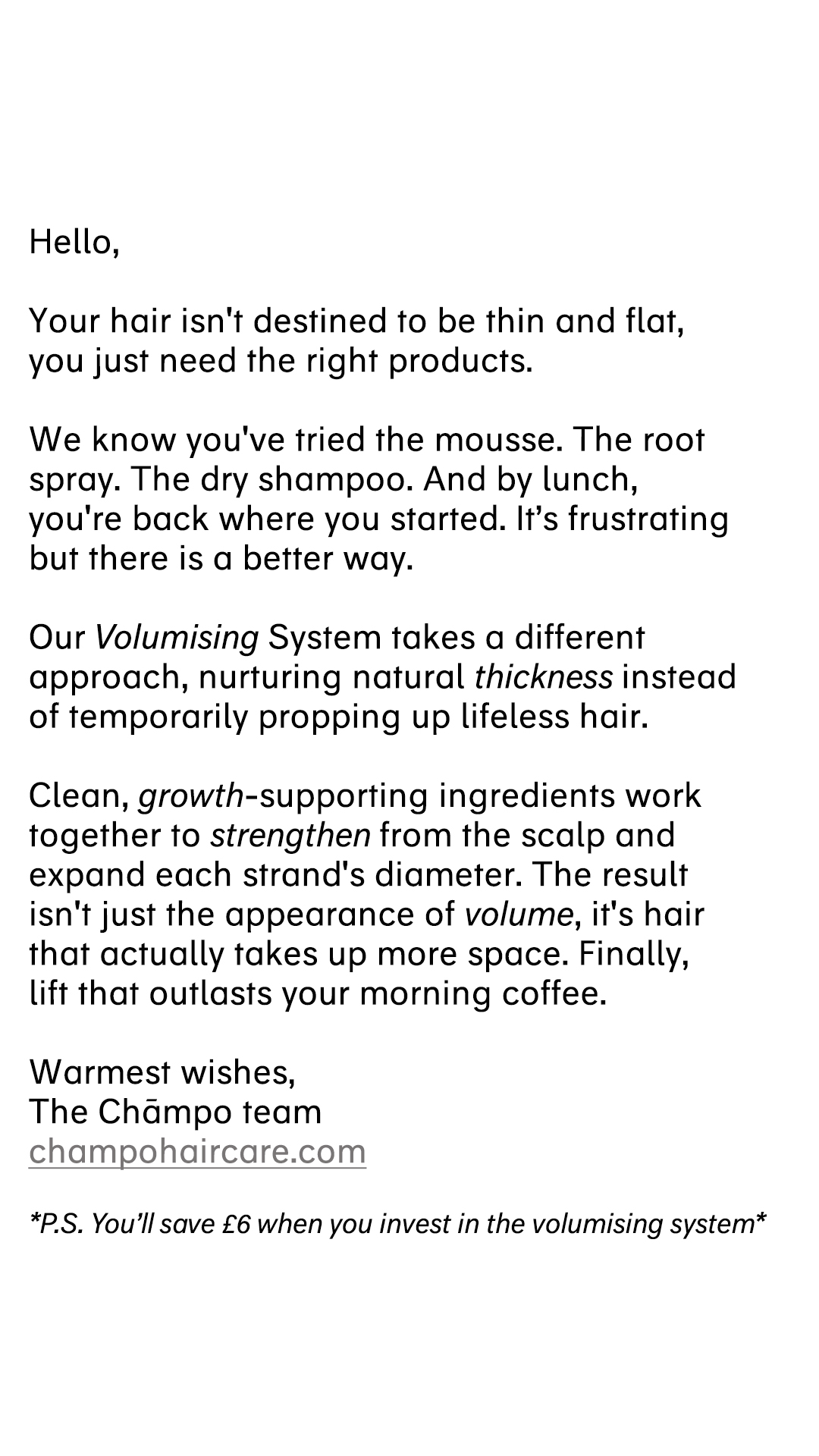 Chāmpo Haircare Facebook ad