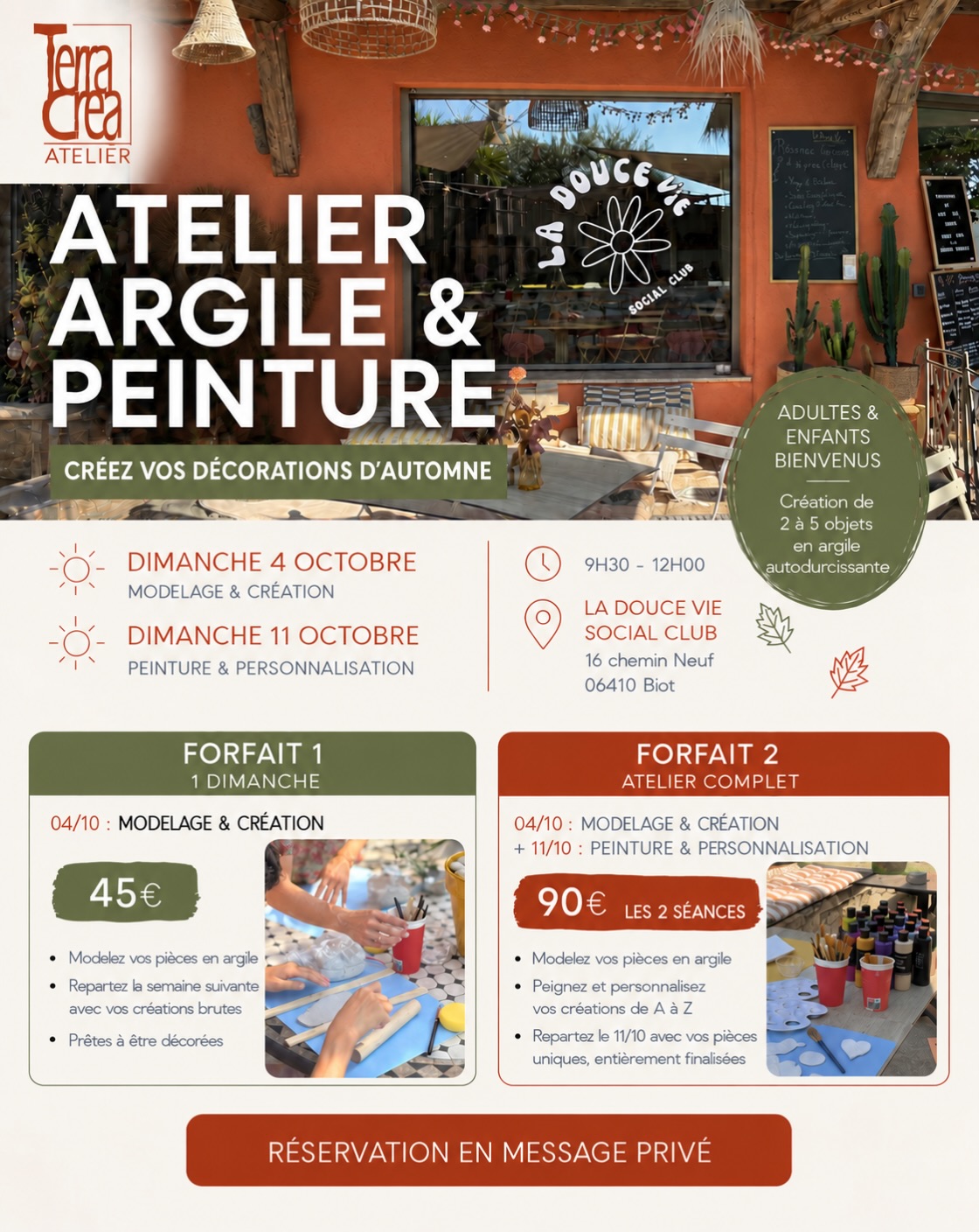 Terra Créa Atelier Facebook ad: Créez votre décoration automnale en argile