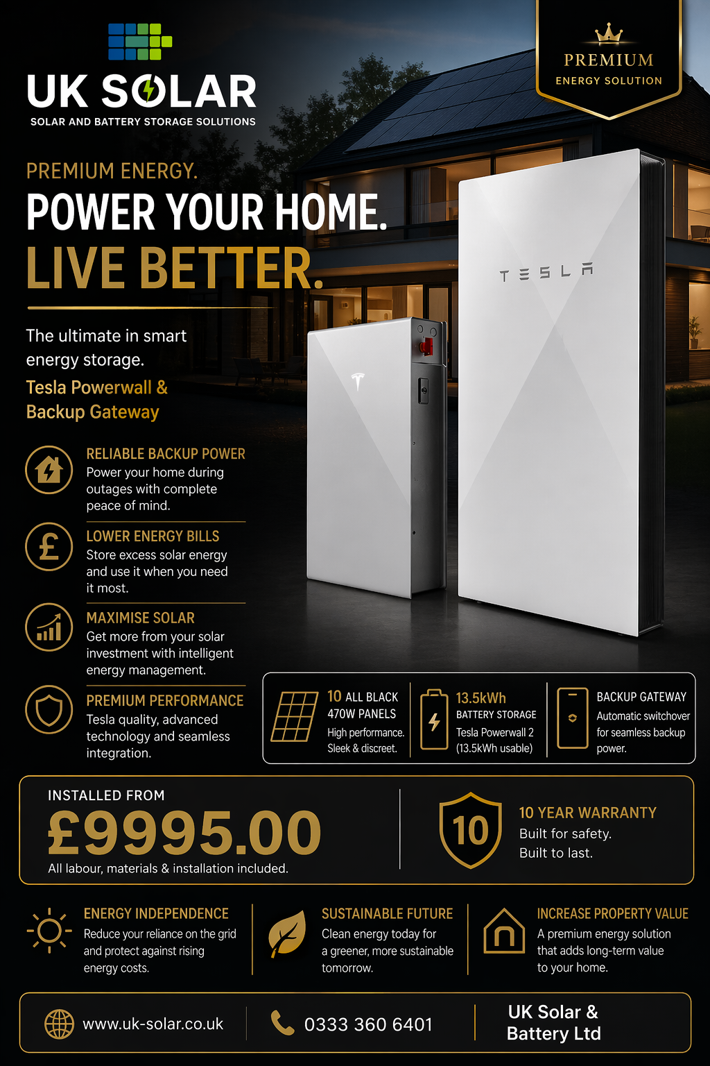 UK Solar and Battery Ltd Facebook ad: Tesla Powerwall Installed
