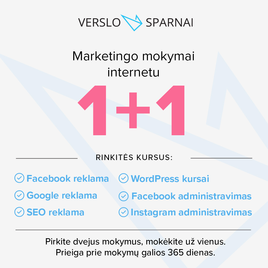 Verslo sparnai Facebook ad: Rinkitės dvejus kursus, mokėkite tik už vienus, o…