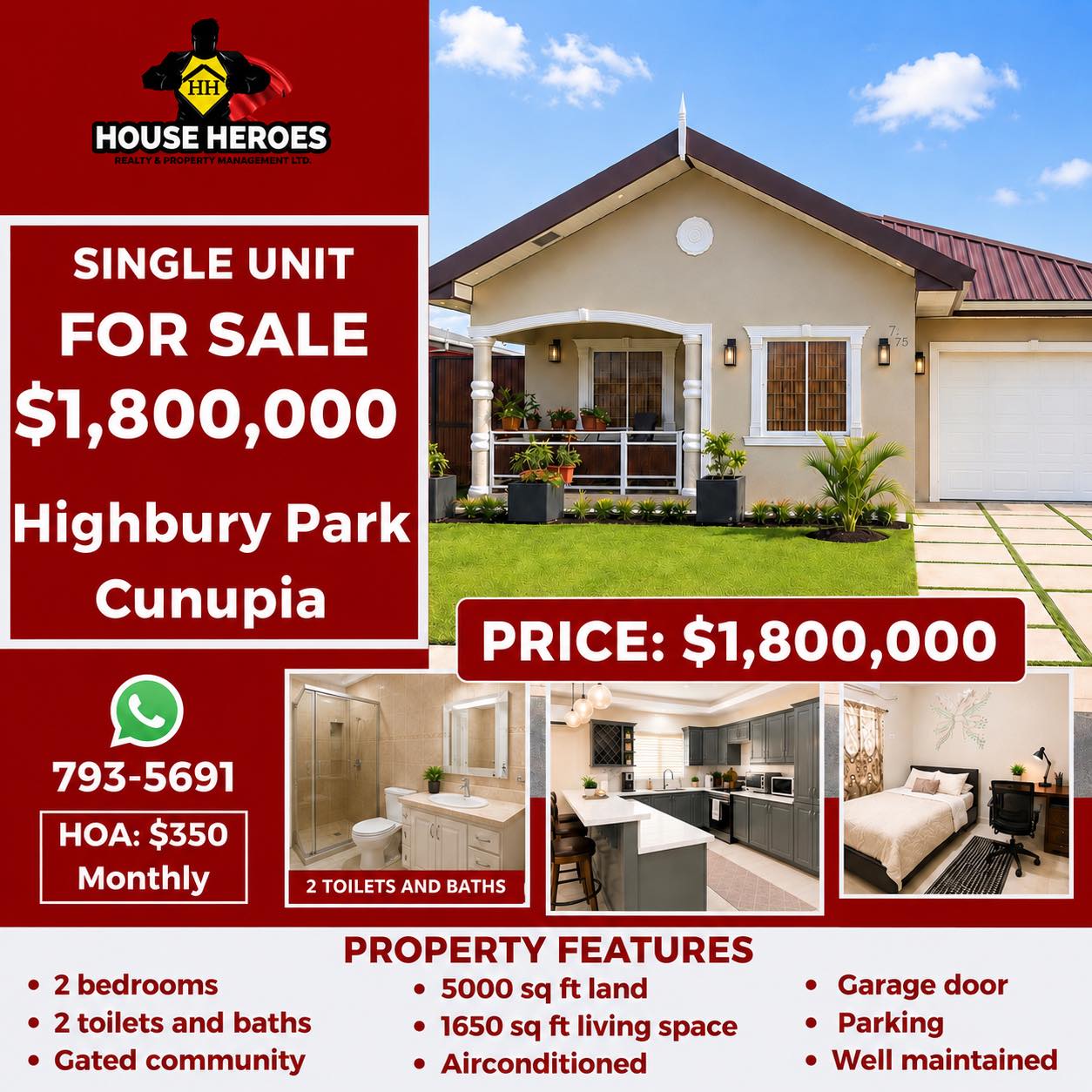 House Heroes Realty and Property Management Limited Facebook ad: FOR SALE | Highbury Park, Cunupia