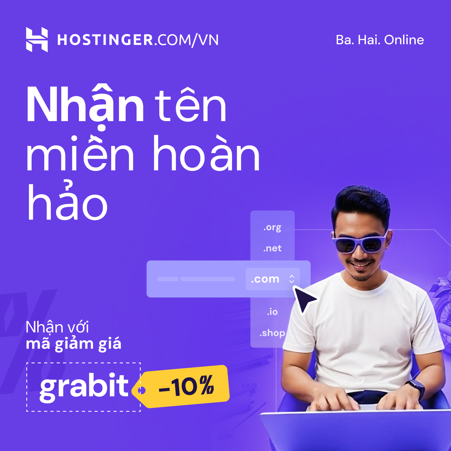Hostinger Facebook ad: Nổi bật với tên miền độc đáo