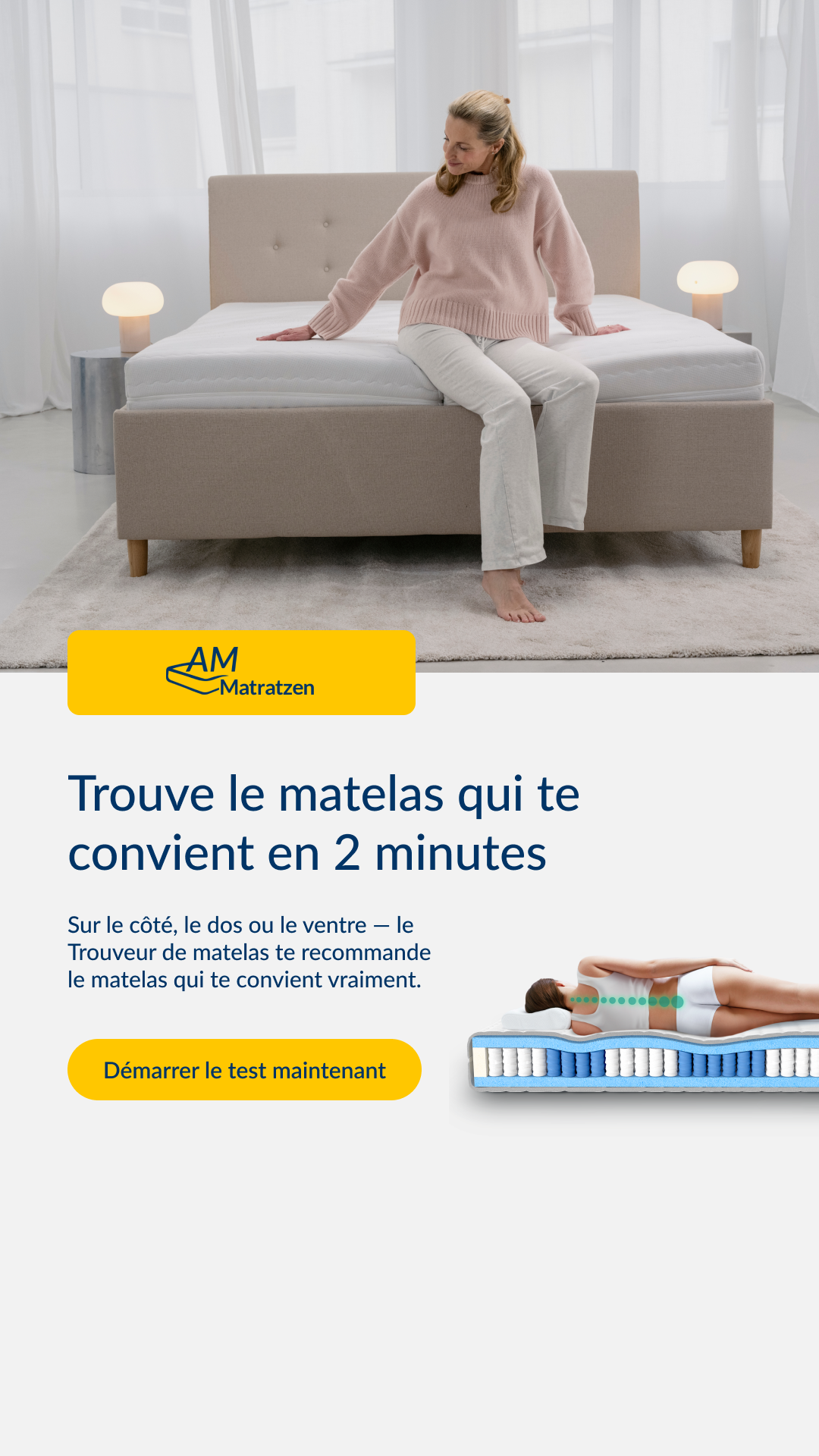 AMQ Sleep Facebook ad: Trouvez le matelas idéal pour vous →
