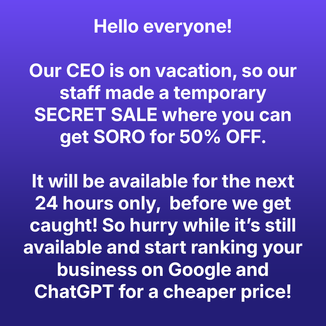 Soro SEO Facebook ad: Rank #1 on Google