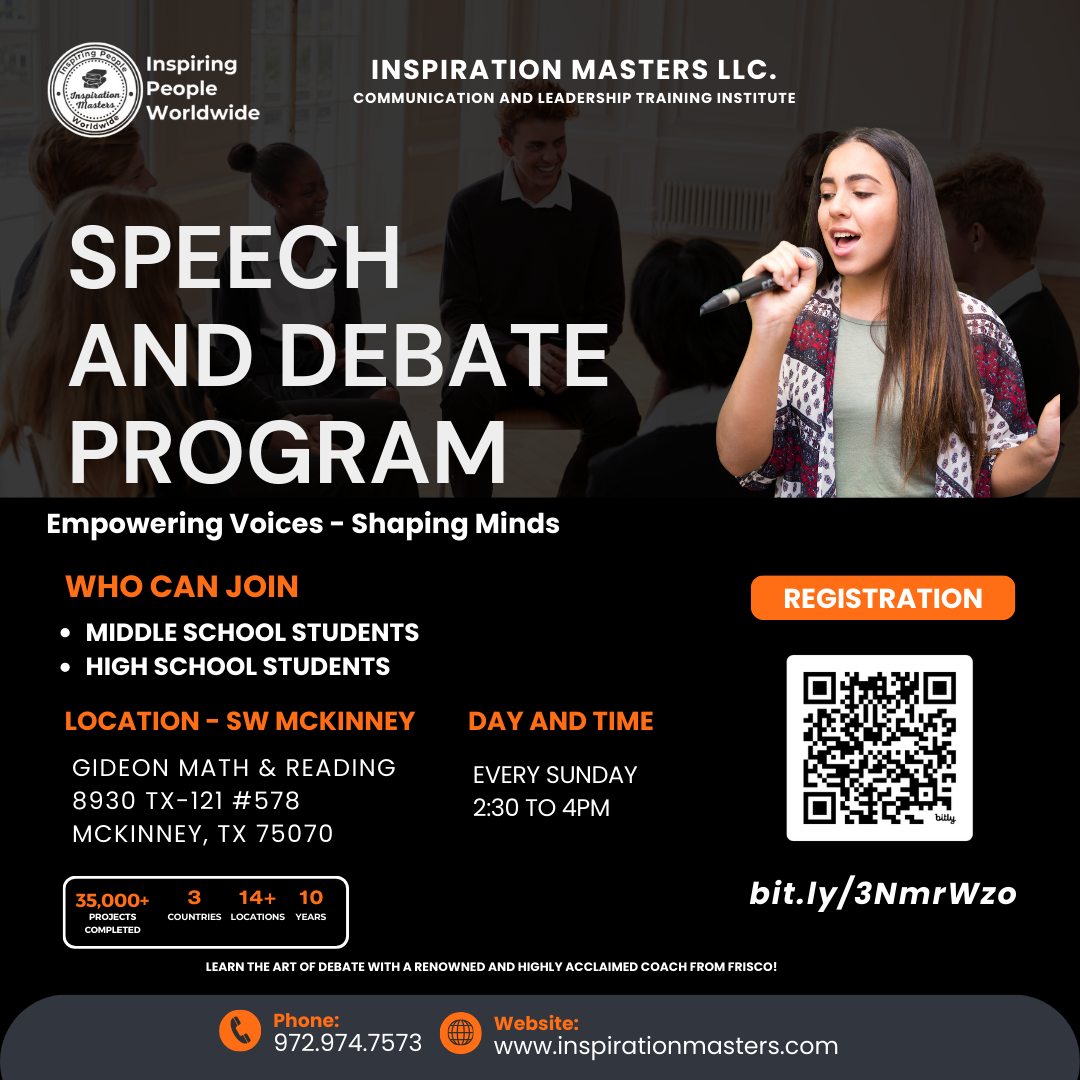 Inspiration Masters LLC Facebook ad: Speech and Debate Program