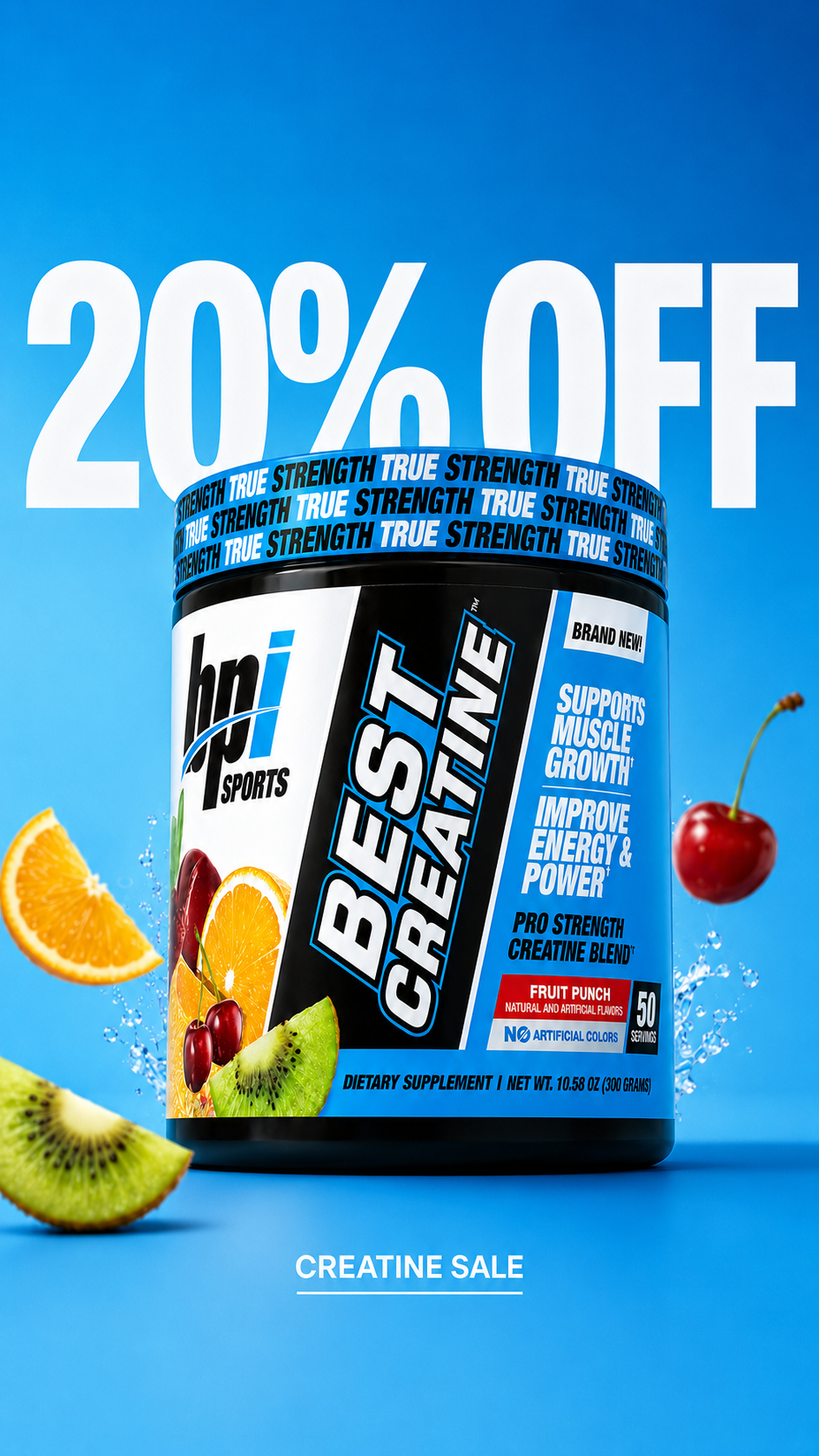 BPI Sports Facebook ad: Best Creatine, 20% Off