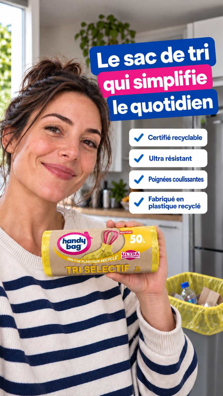 Handy Bag France Facebook ad: Sac Jaune Tri Sélectif Emballages Recyclables | Handy Bag
