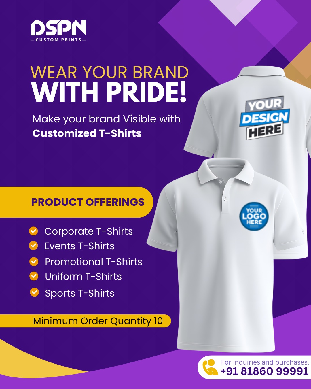 Dspn.in Facebook ad: Custom T-Shirts| Round Necks, Polos, Hoodies | Quick…