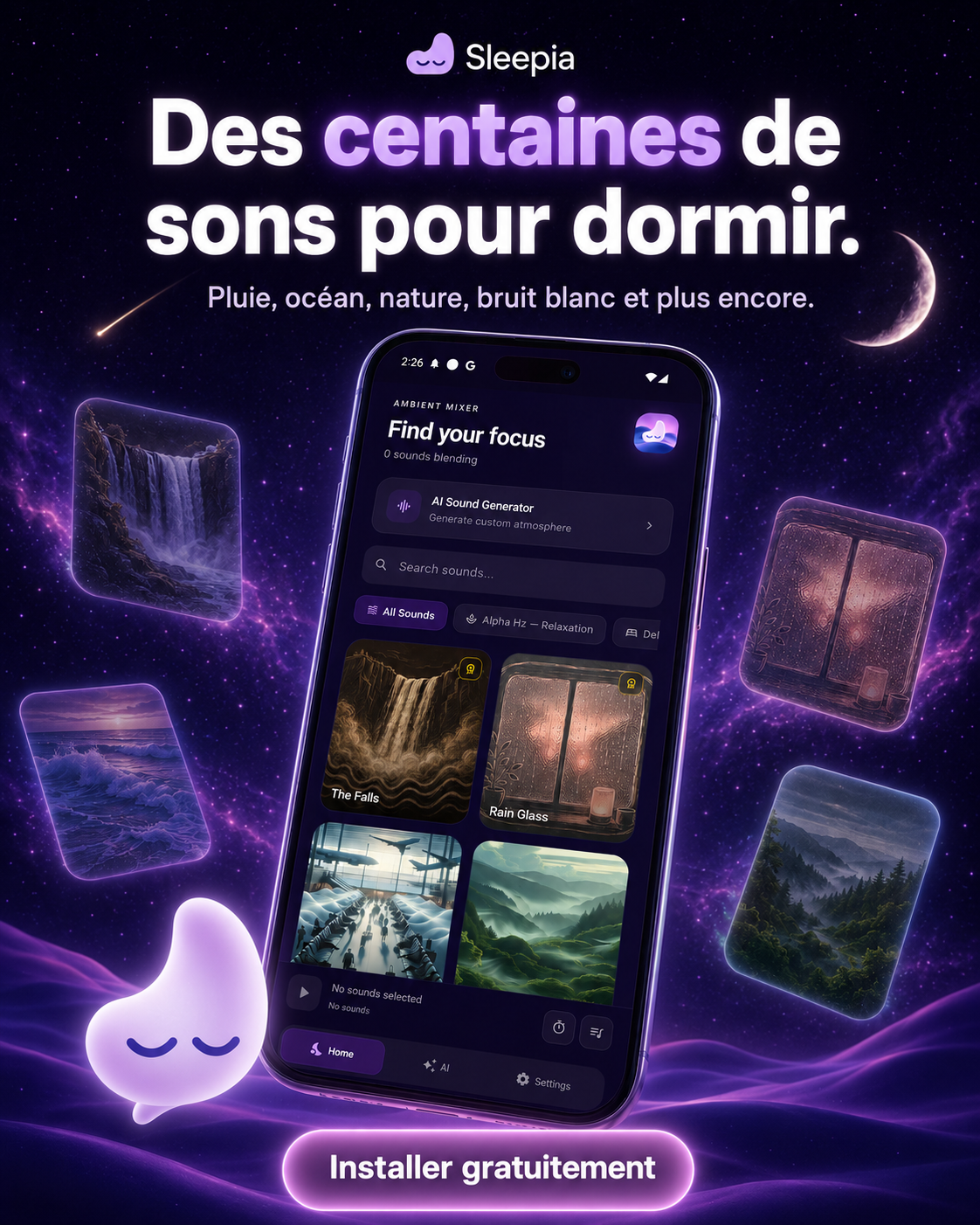 Sleepia Sleep Sounds: Relaxing Facebook ad