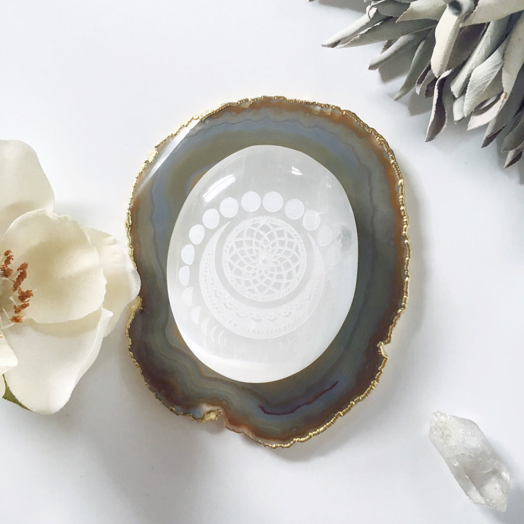 Fractalista Designs Facebook ad: Our selenite heart gifts are crafted to resonate…
