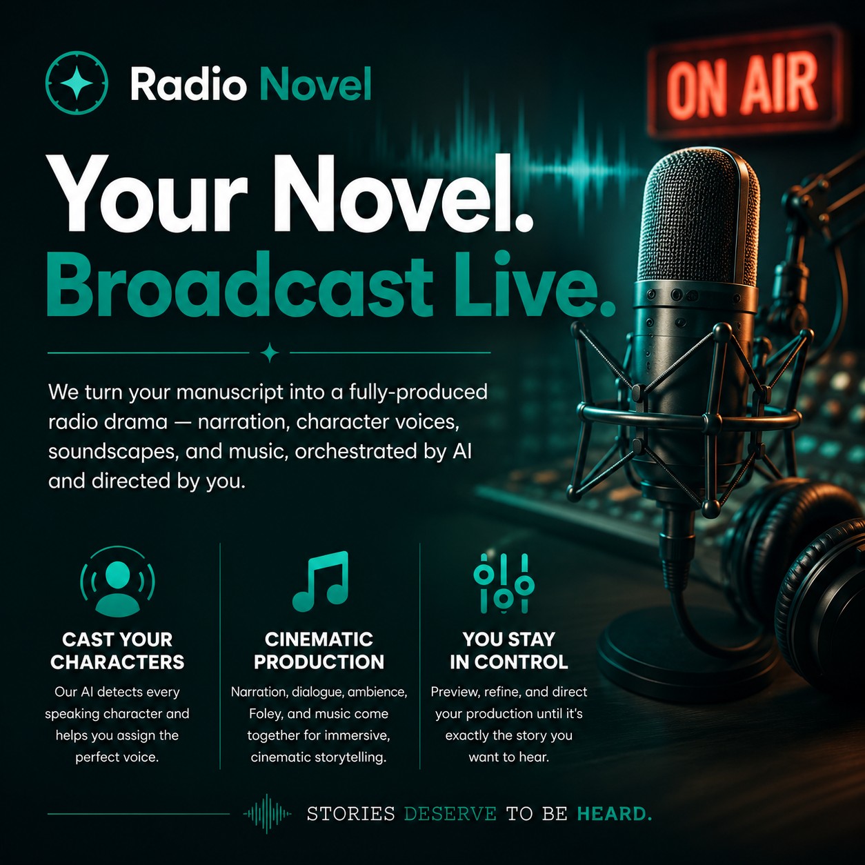 Radio Novel Facebook ad: Radio Novel - AI-Powered Audio Drama Production