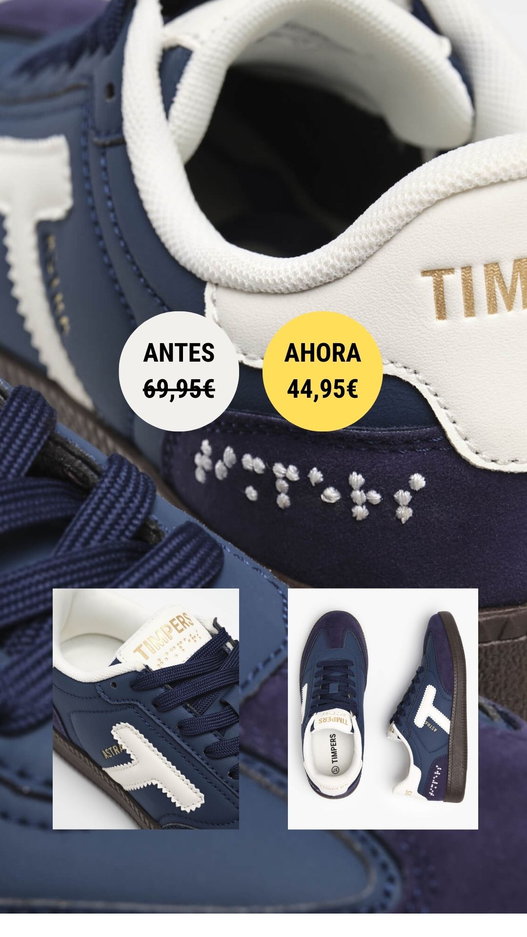 Timpers Brand Facebook ad: Más de 100.000 zapatillas vendidas, 4,9/5