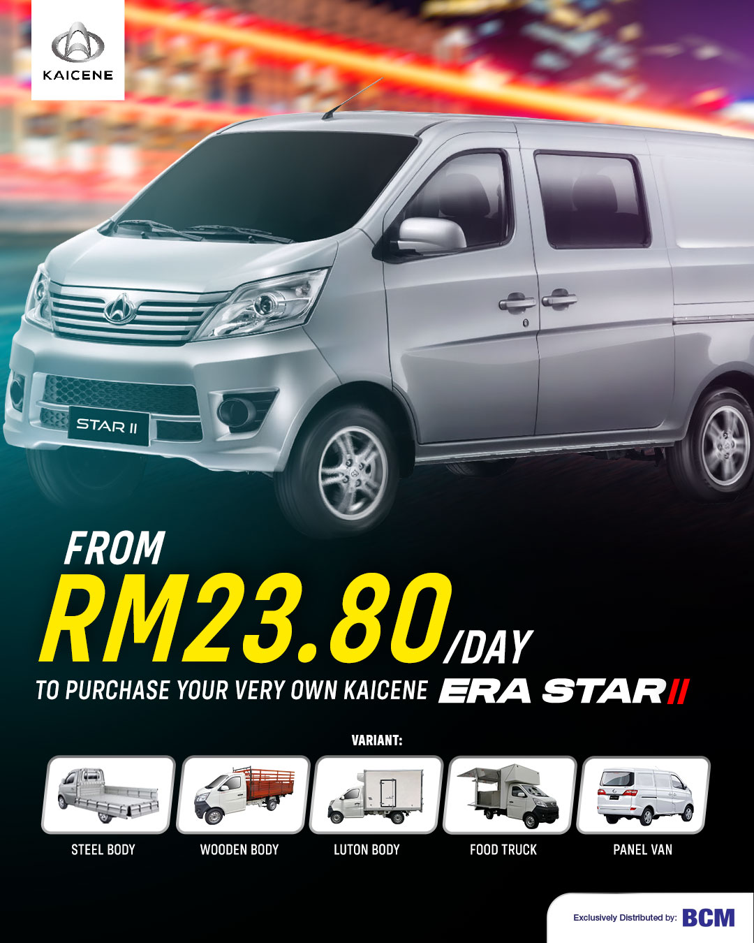 Kaicene Malaysia - Changan Facebook ad: For RM23.80/day, you can own a van or…