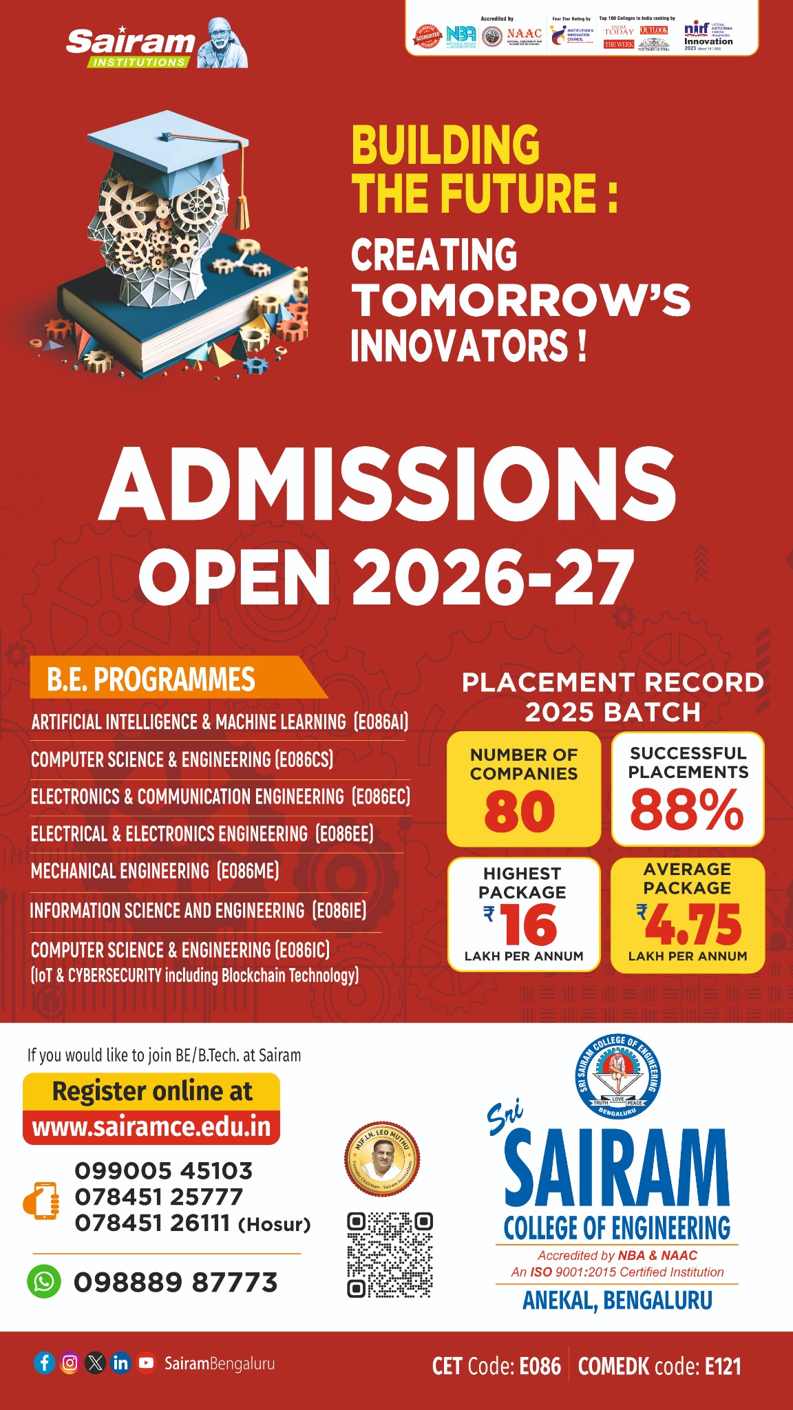 Sri Sairam College of Engineering Facebook ad from Jun 7, 2026