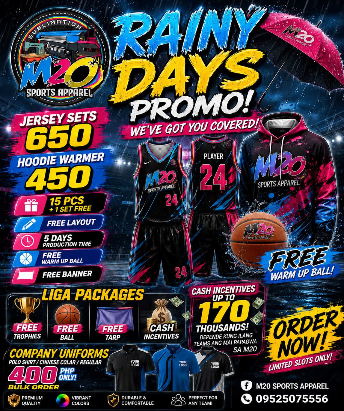 M20 Sports apparel Facebook ad: Rainy DAYS