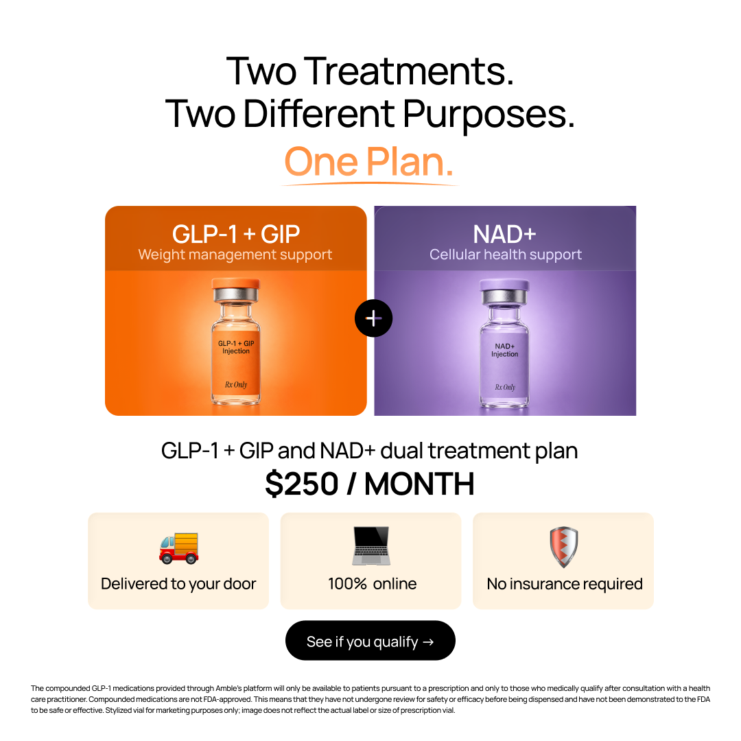 Join Amble Facebook ad: GLP-1 GIP + NAD+ Together