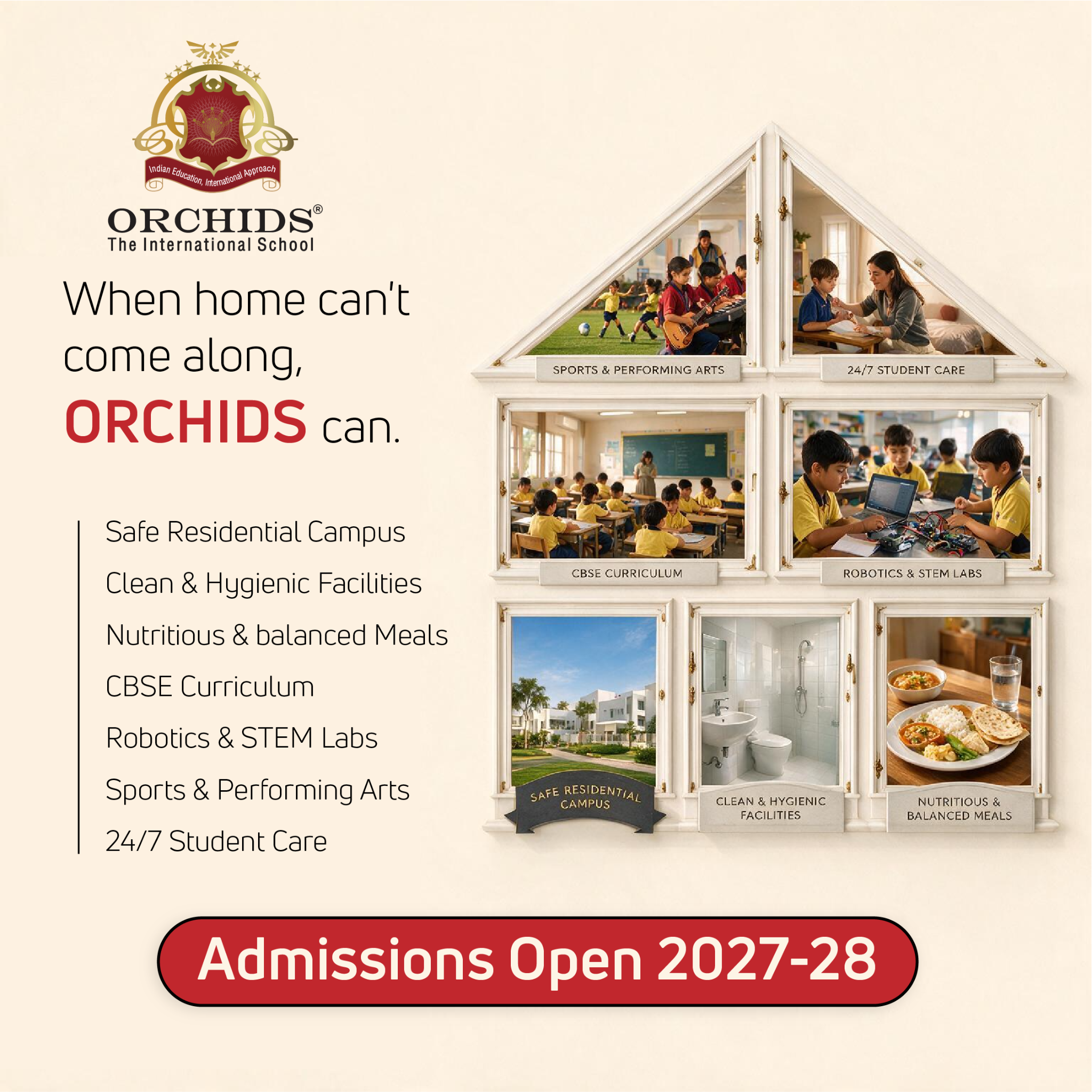 Orchids The International School Facebook ad: Admissions Open 2027-28