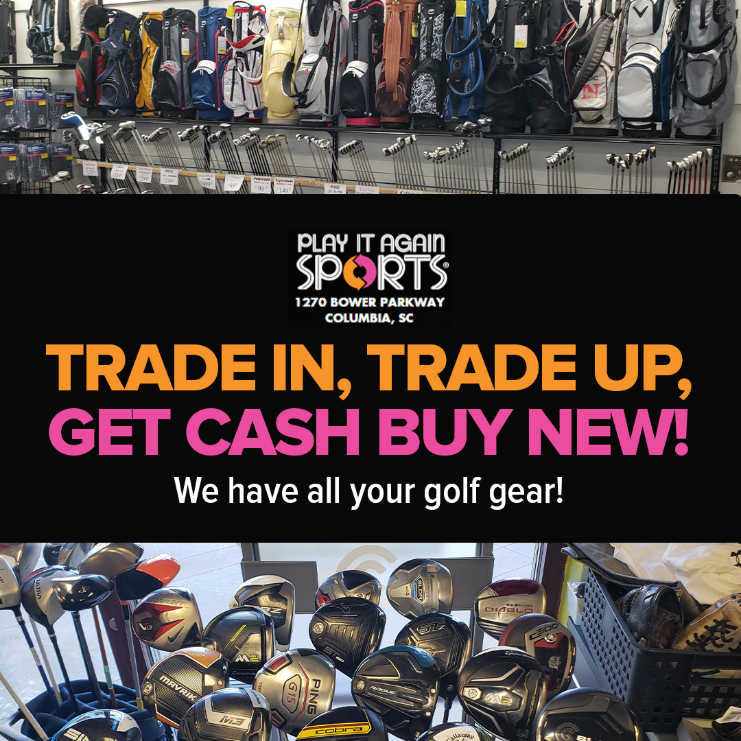 Play It Again Sports - Columbia SC Facebook ad: Trade in, Trade up, Buy New