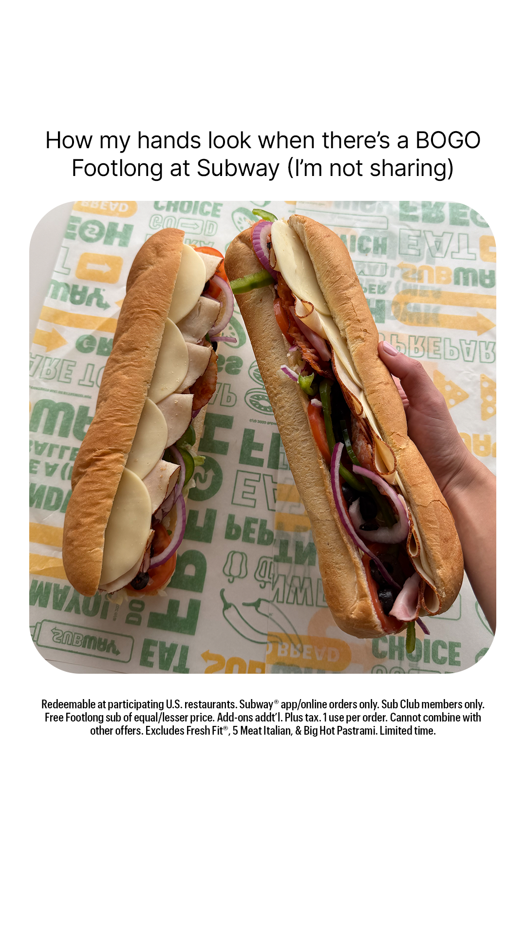 Subway Facebook ad