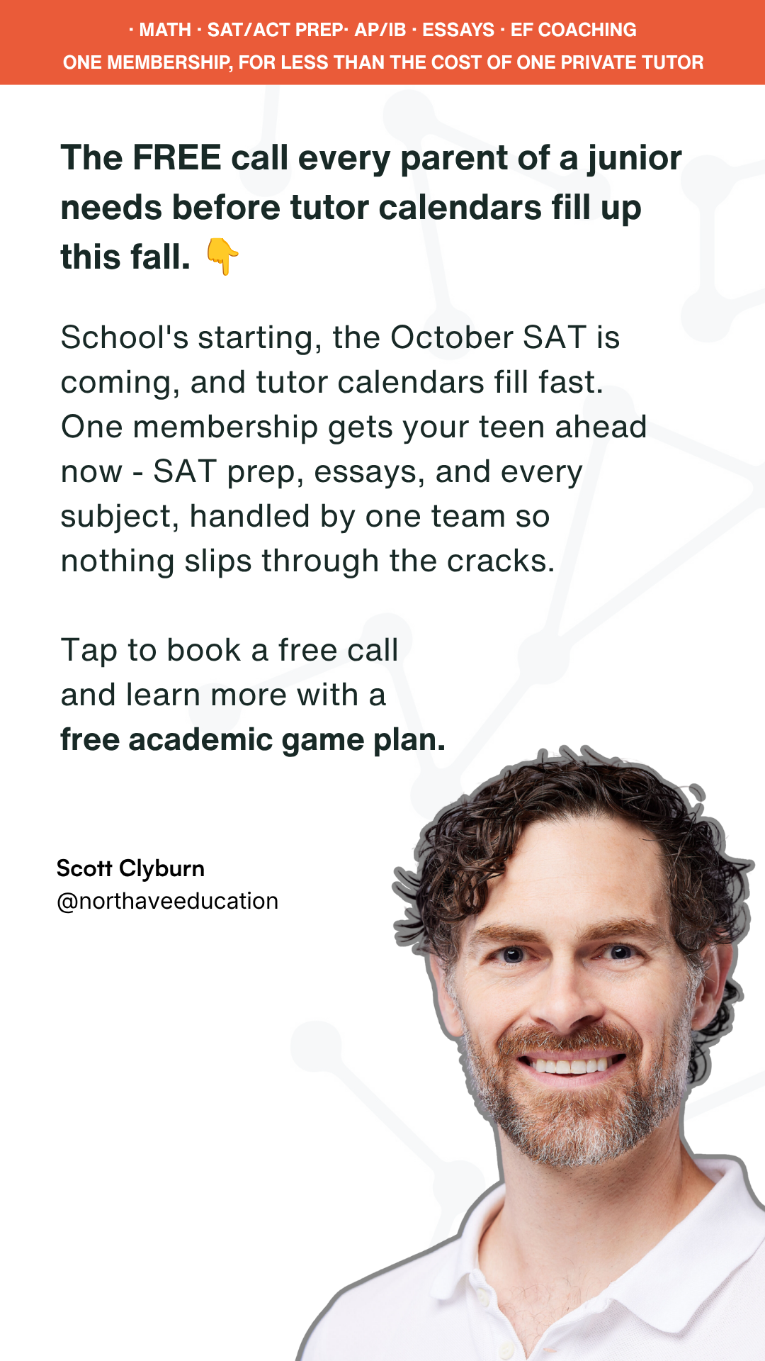 North Avenue Education Facebook ad: Parents of high schoolers: stop juggling a different tutor…