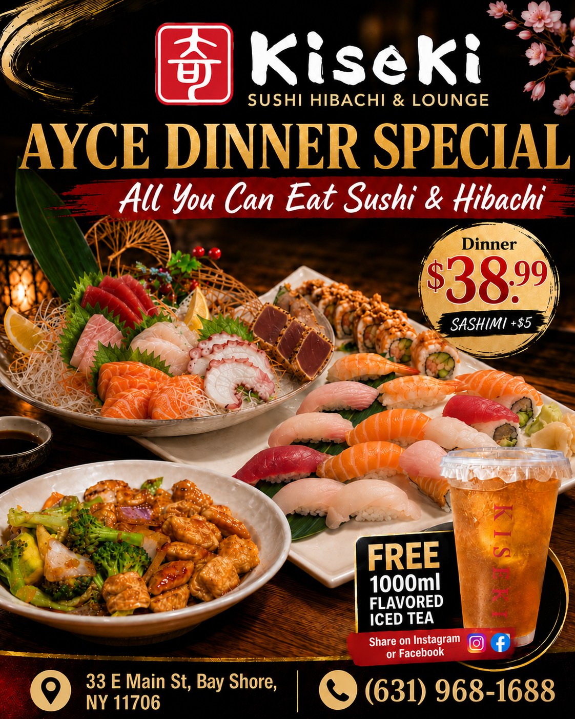 Kiseki All You Can Eat Facebook ad: AYCE Dinner Special at Kiseki Sushi Hibachi &…