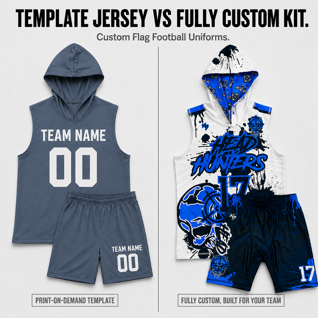 KitBeast Sports Apparel Facebook ad: Custom Flag Football Uniforms & Apparel