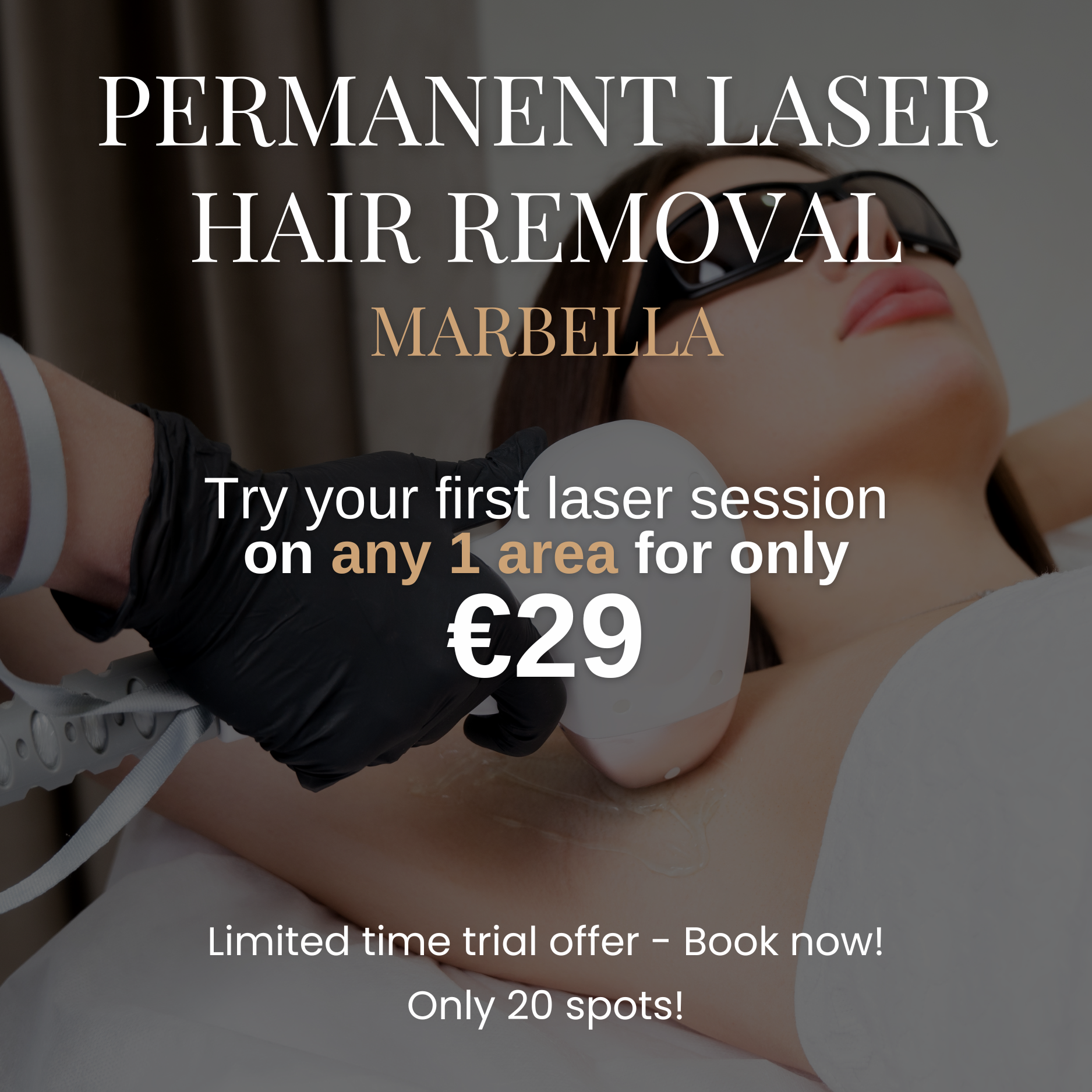 Pranari Marbella Facebook ad: Laser hair removal - Any area €29