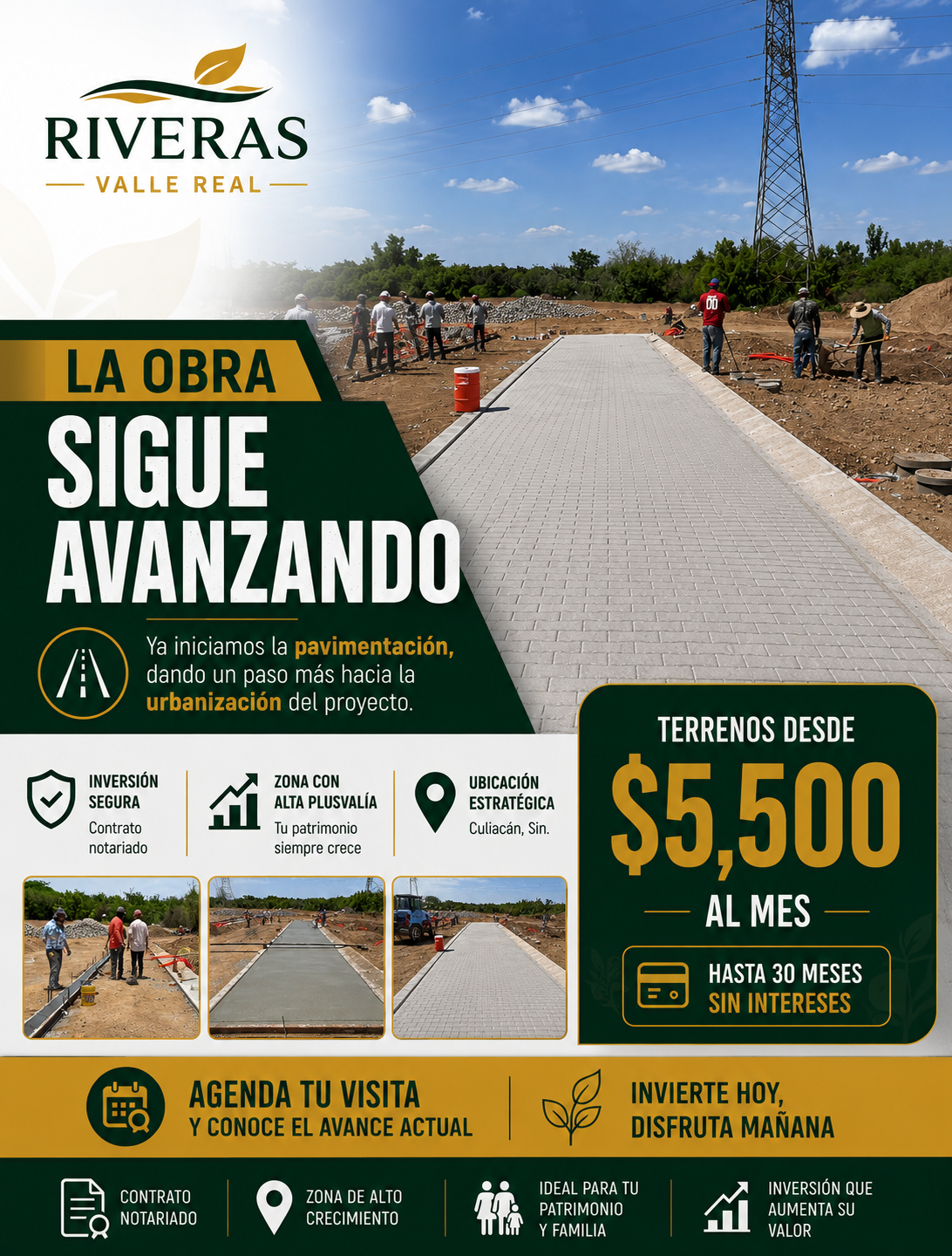 Riveras Valle Real Facebook ad: Terrenos desde $5,500 al mes