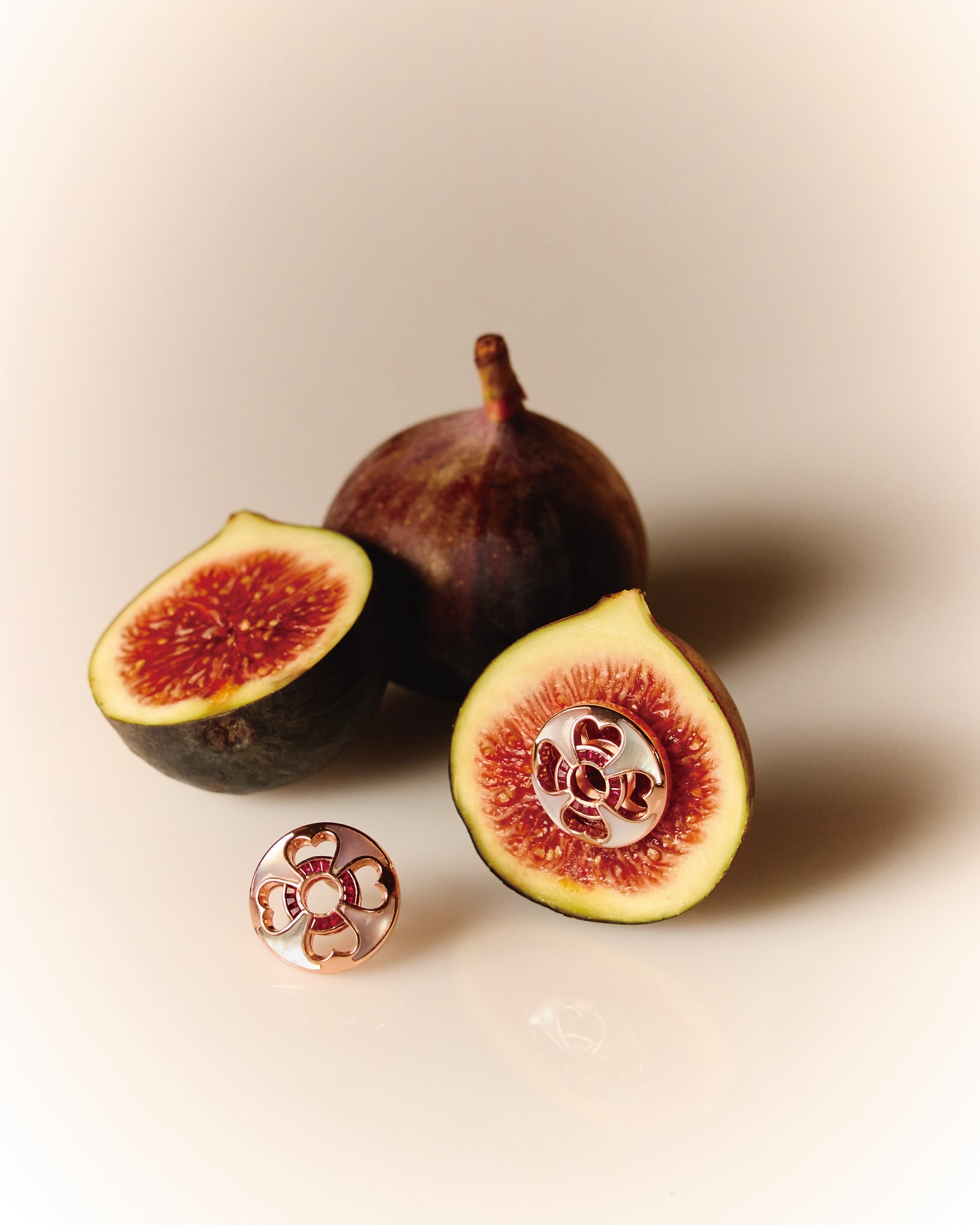 Unseens Jewelry Facebook ad: The fig reveals sweetness beneath its surface.