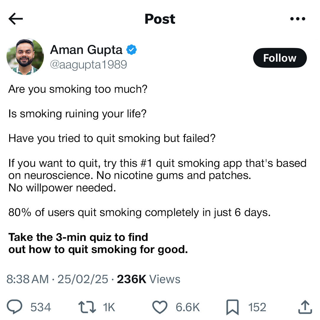 QuitSure - Quit Smoking Smartly Facebook ad