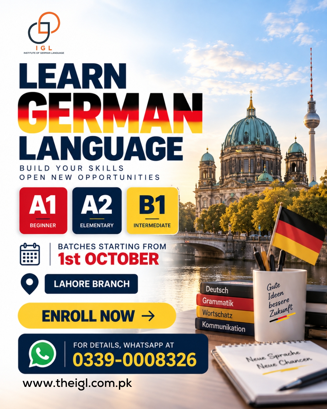 IGL Institute of German Language Facebook ad: German Courses Starting 1st October