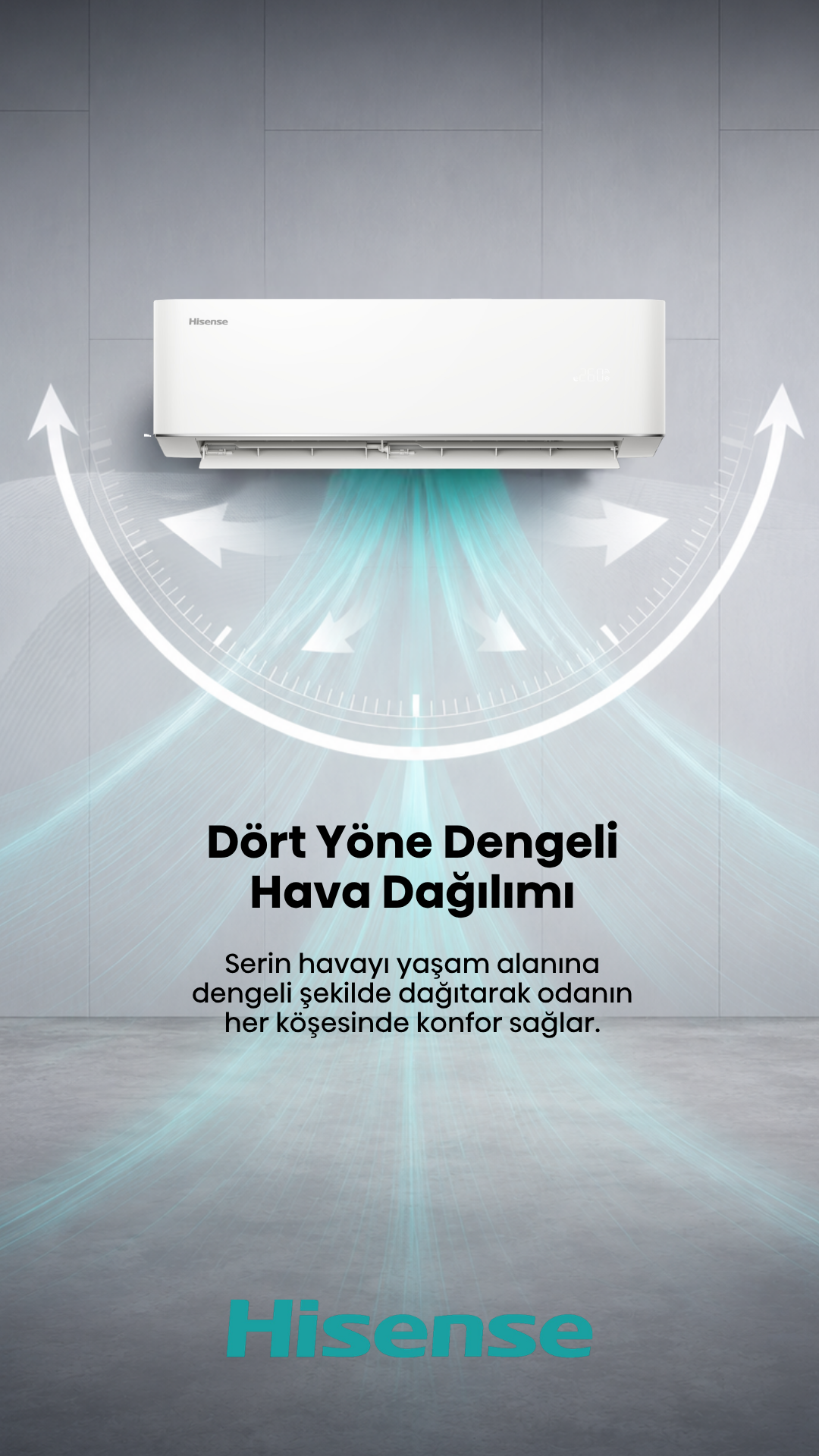 Hisense Türkiye Facebook ad: Yaşam alanınızın her köşesinde dengeli serinlik yaşayın.