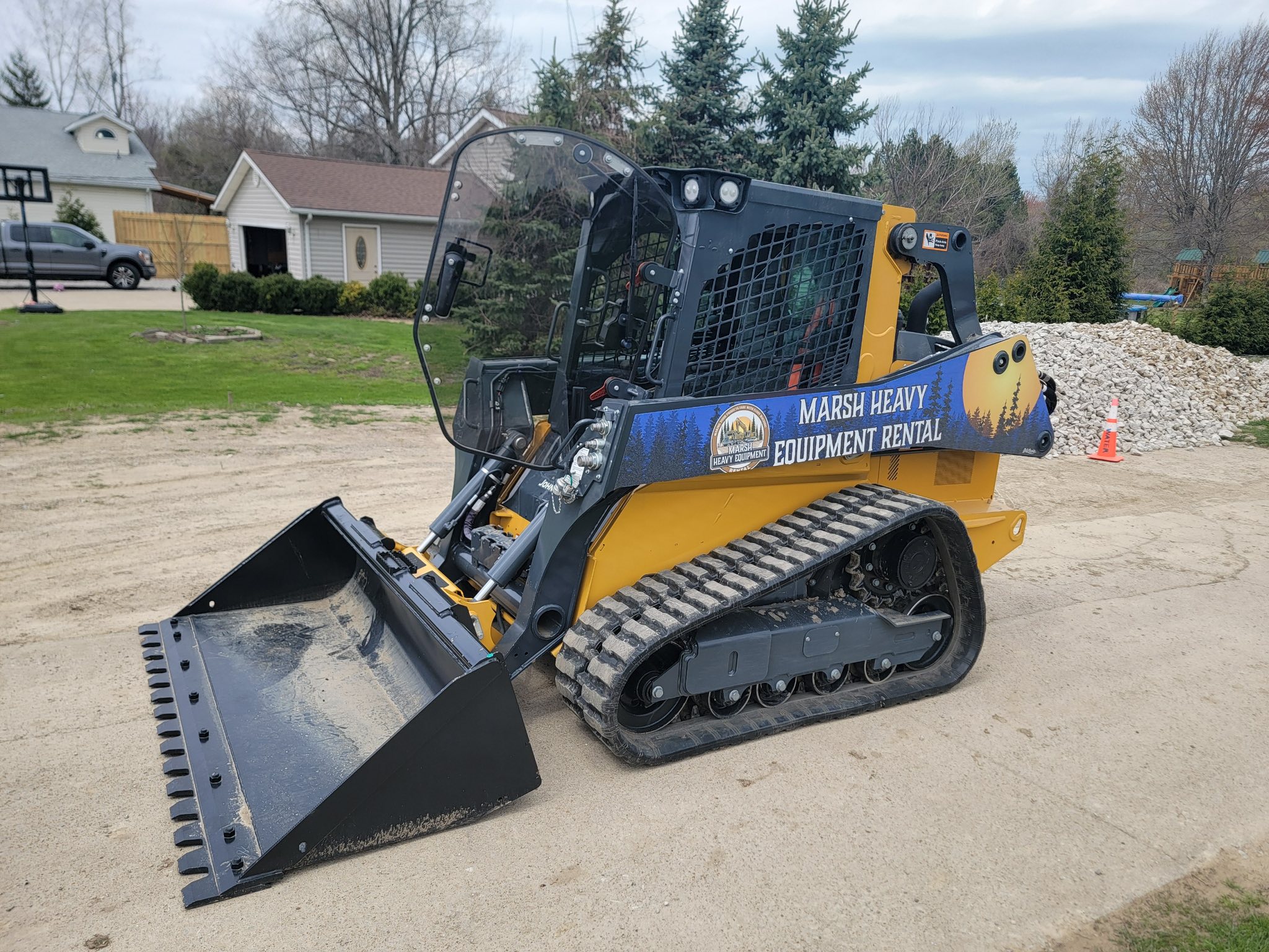 Marsh Heavy Equipment Rental Facebook ad: Full-size tracked skid steers available for rent!