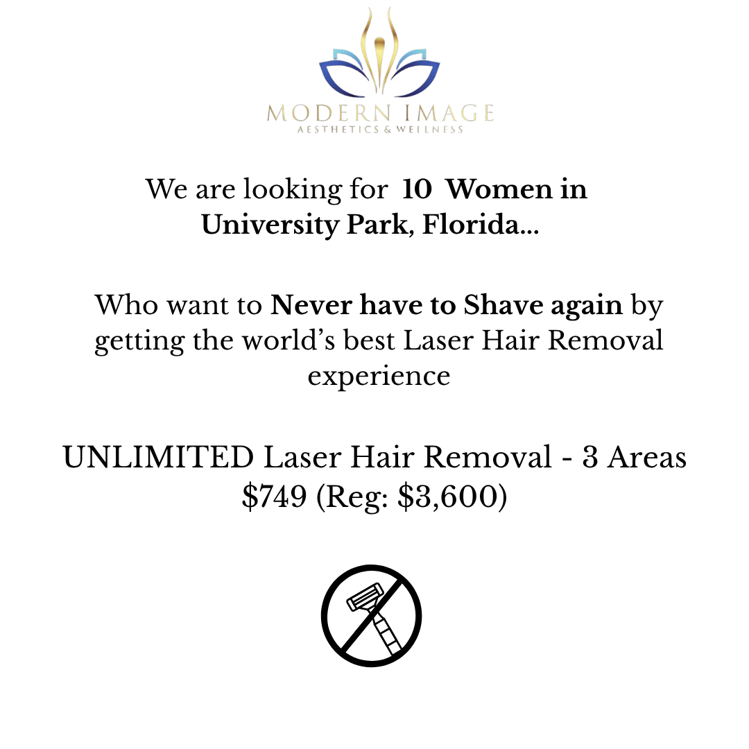 Modern Image Aesthetics & Wellness Facebook ad: Unlimited Laser Hair Removal for 1 Year NOW $749!