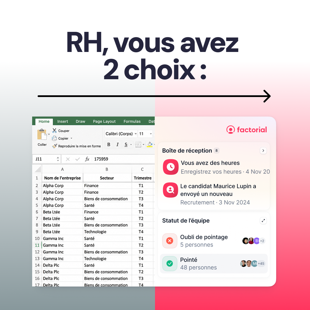 Factorial FR Facebook ad: En tant que RH, vous avez 2 choix