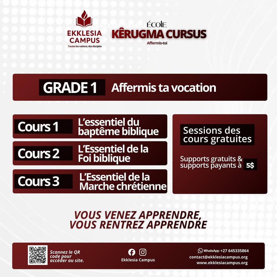 Ekklesia Campus Facebook ad: KERUGMA CURSUS, Grade 1: Affermis ta vocation