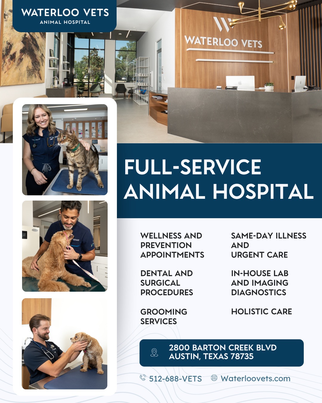 Waterloo Vets Animal Hospital Facebook ad: We're here when you need us!