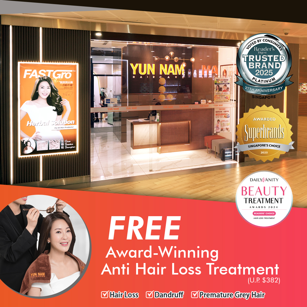 Yun Nam Hair Care Facebook ad: FREE Hair Treatment