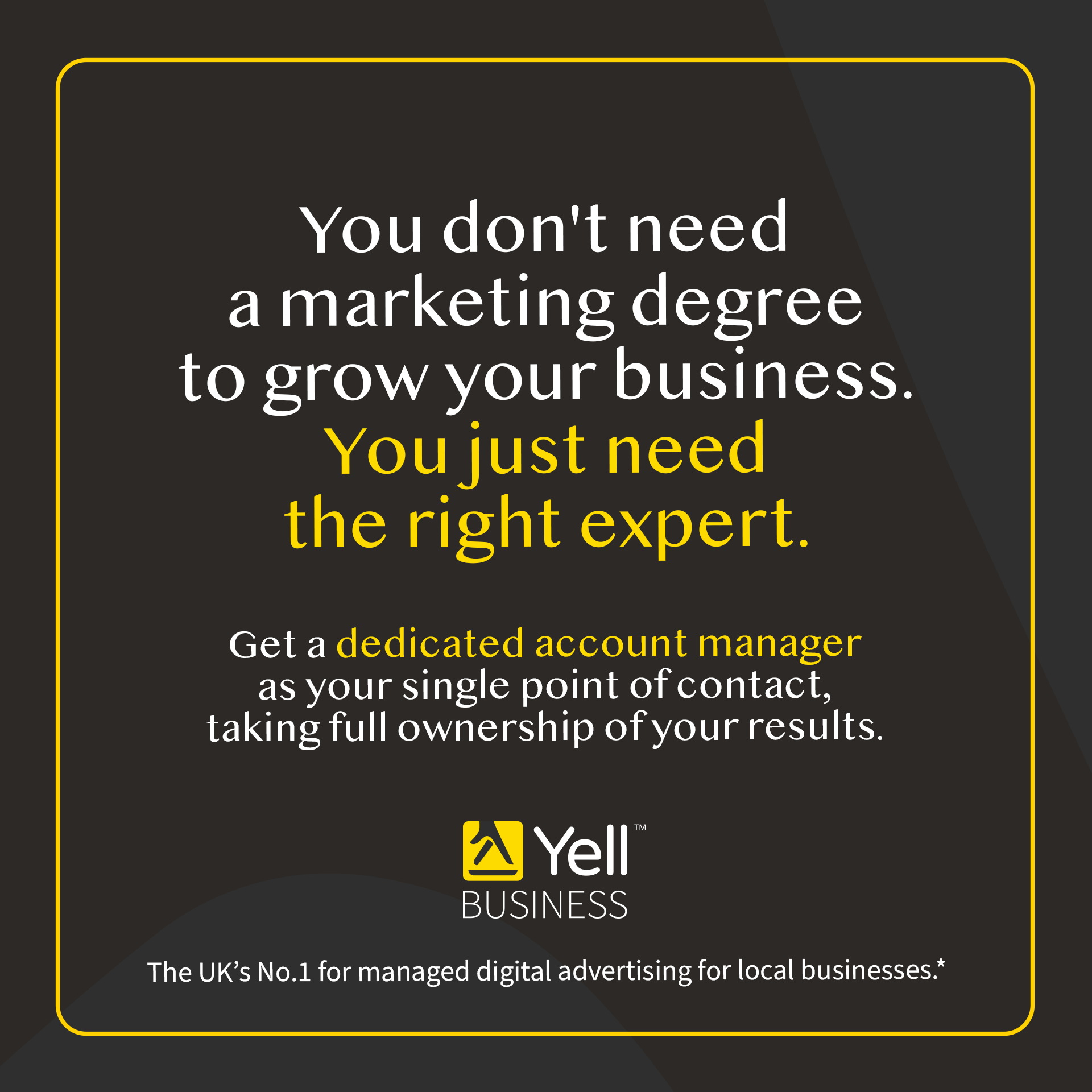 Yell Business Facebook ad: One expert. One point of contact.