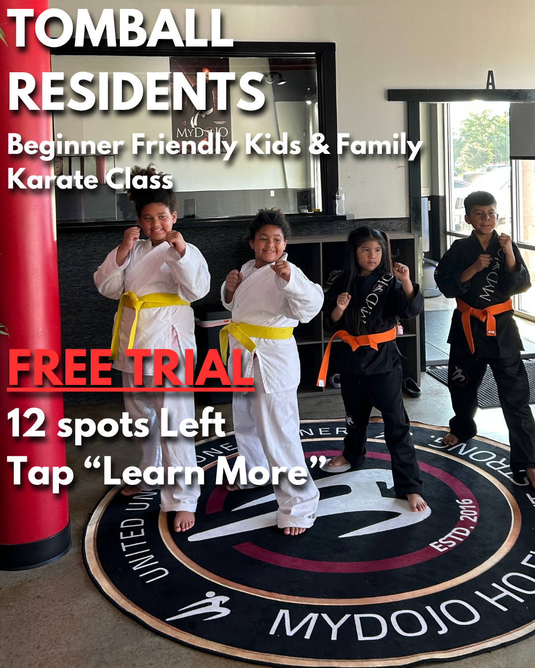 MyDojo Martial Arts and Fitness Facebook ad: Free Kids Karate Trial