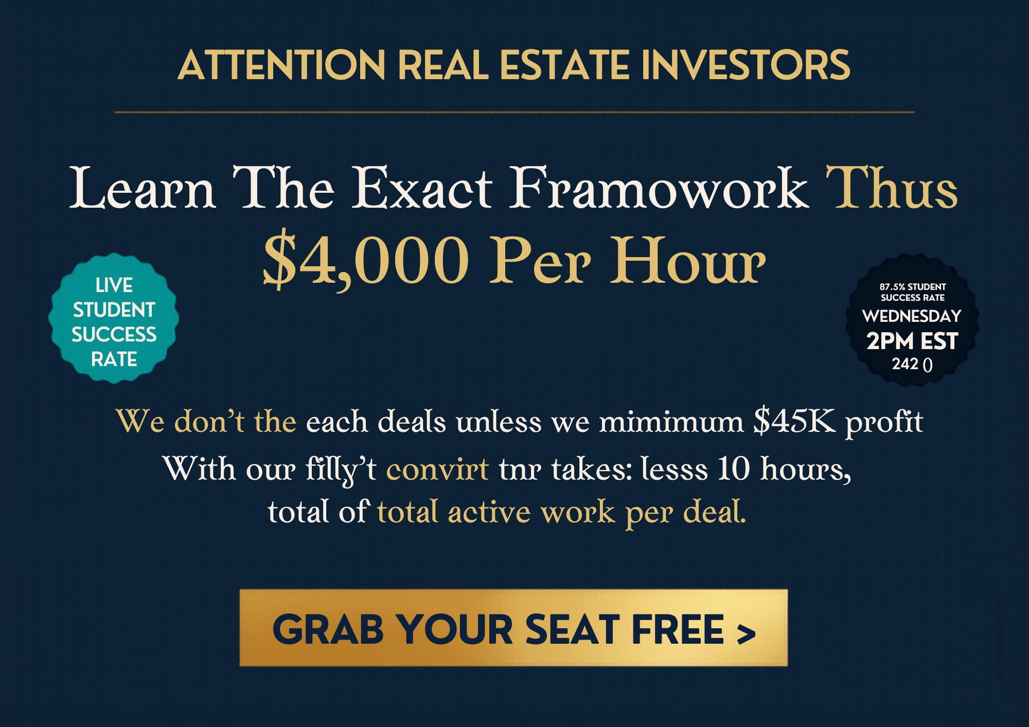 Land Home League Facebook ad: >>Secure Your Spot Now<<