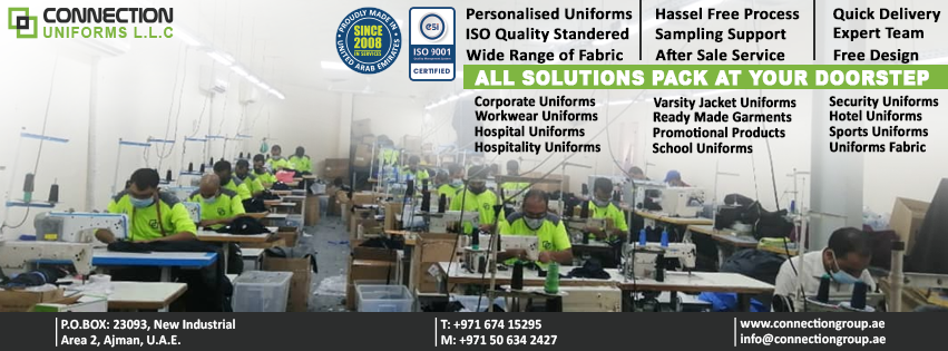 Connection Uniforms Facebook ad: Design To Dress Uniforms Solution.