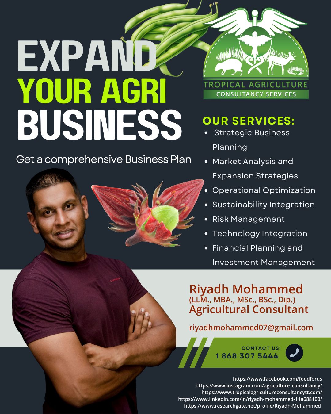 Riyadh Mohammed Facebook ad: Need an Agriculture Consultation or Business Plan?