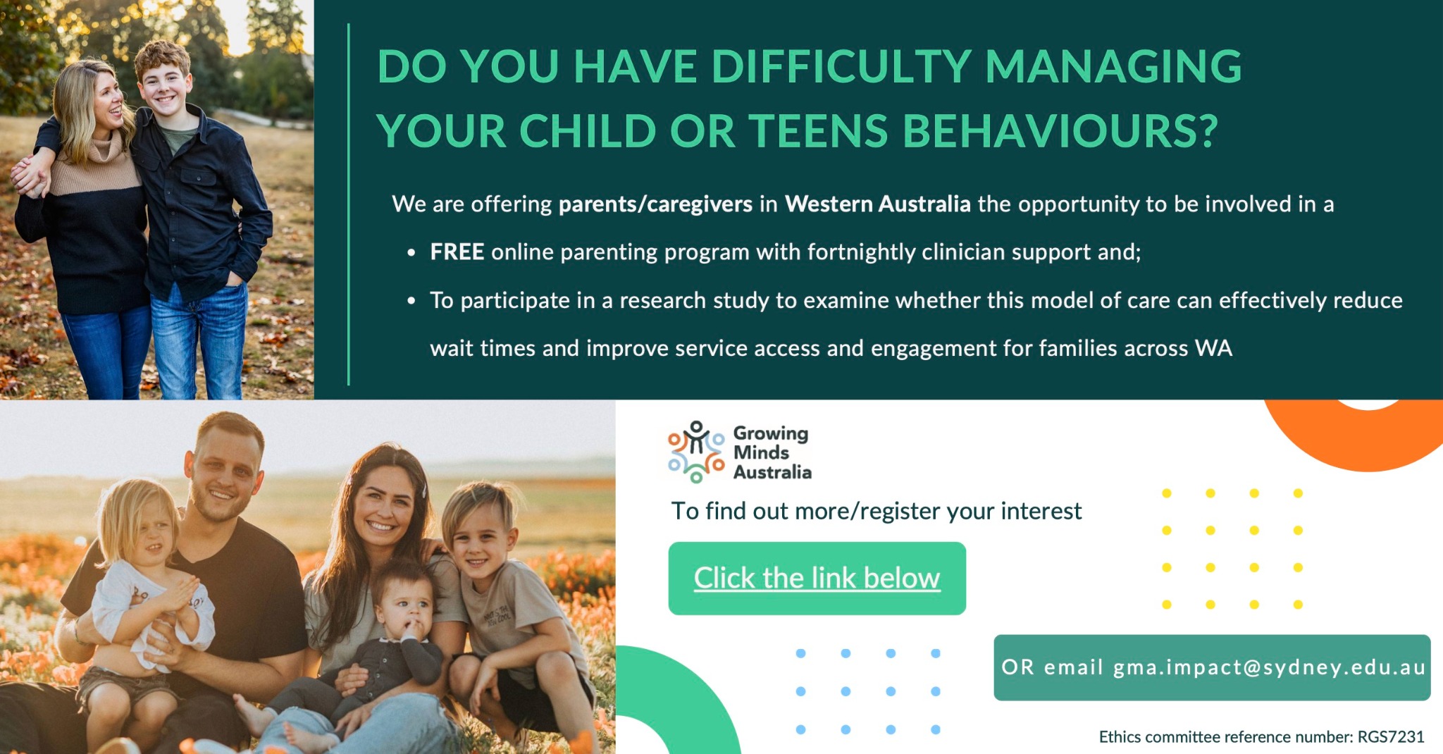 The Sydney Child Behaviour Research Clinic Facebook ad