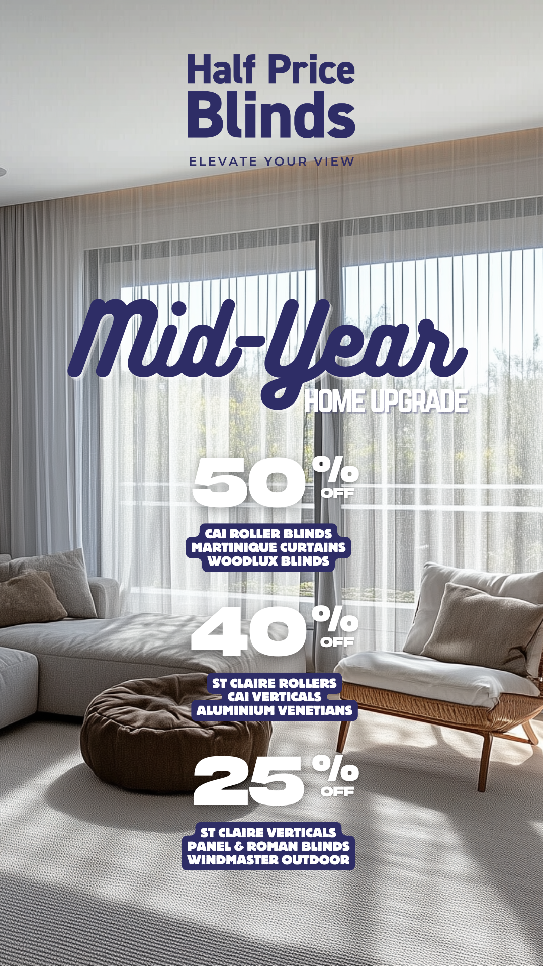 Half Price Blinds Facebook ad from May 8, 2026