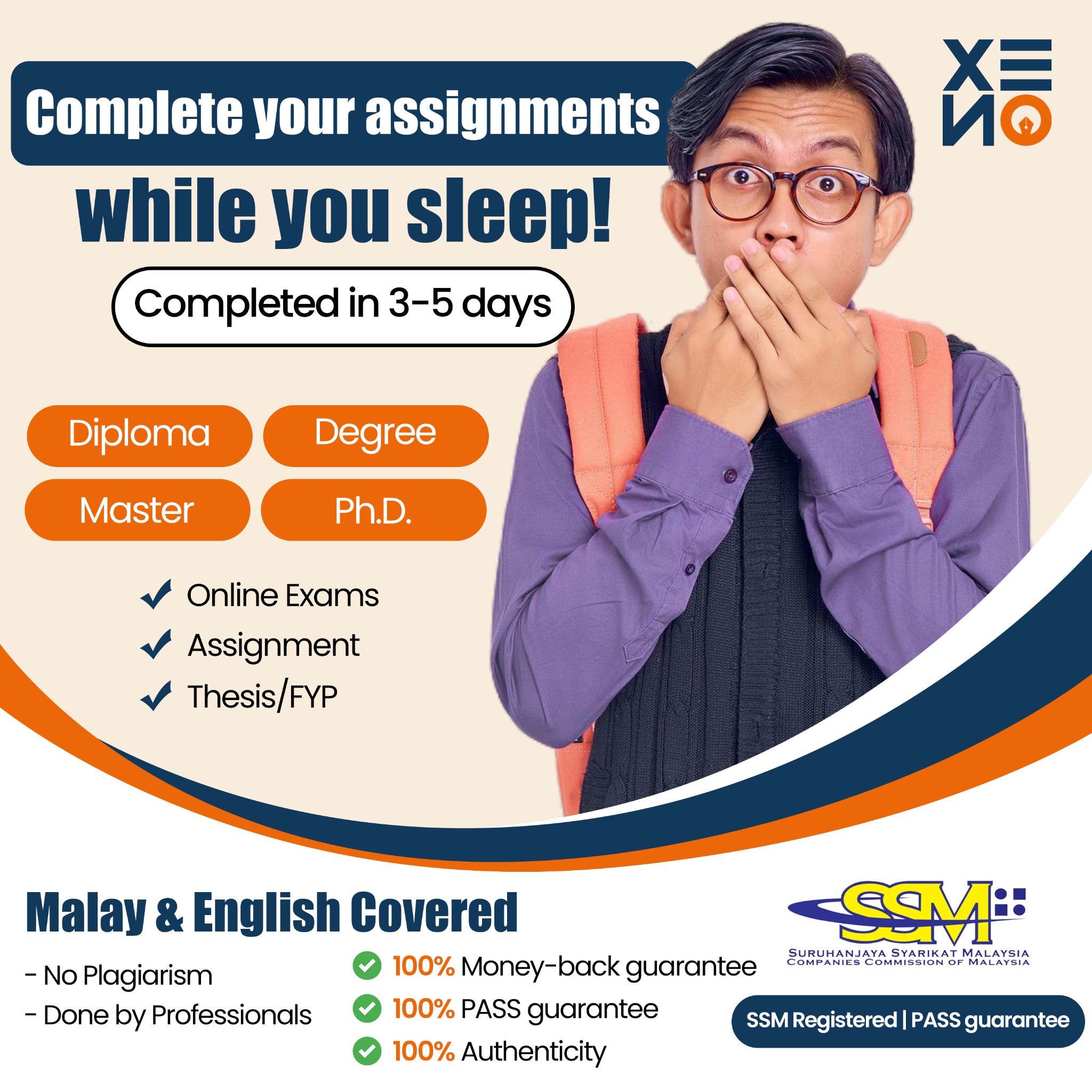 Xeno Assignments Facebook ad: Chat with us