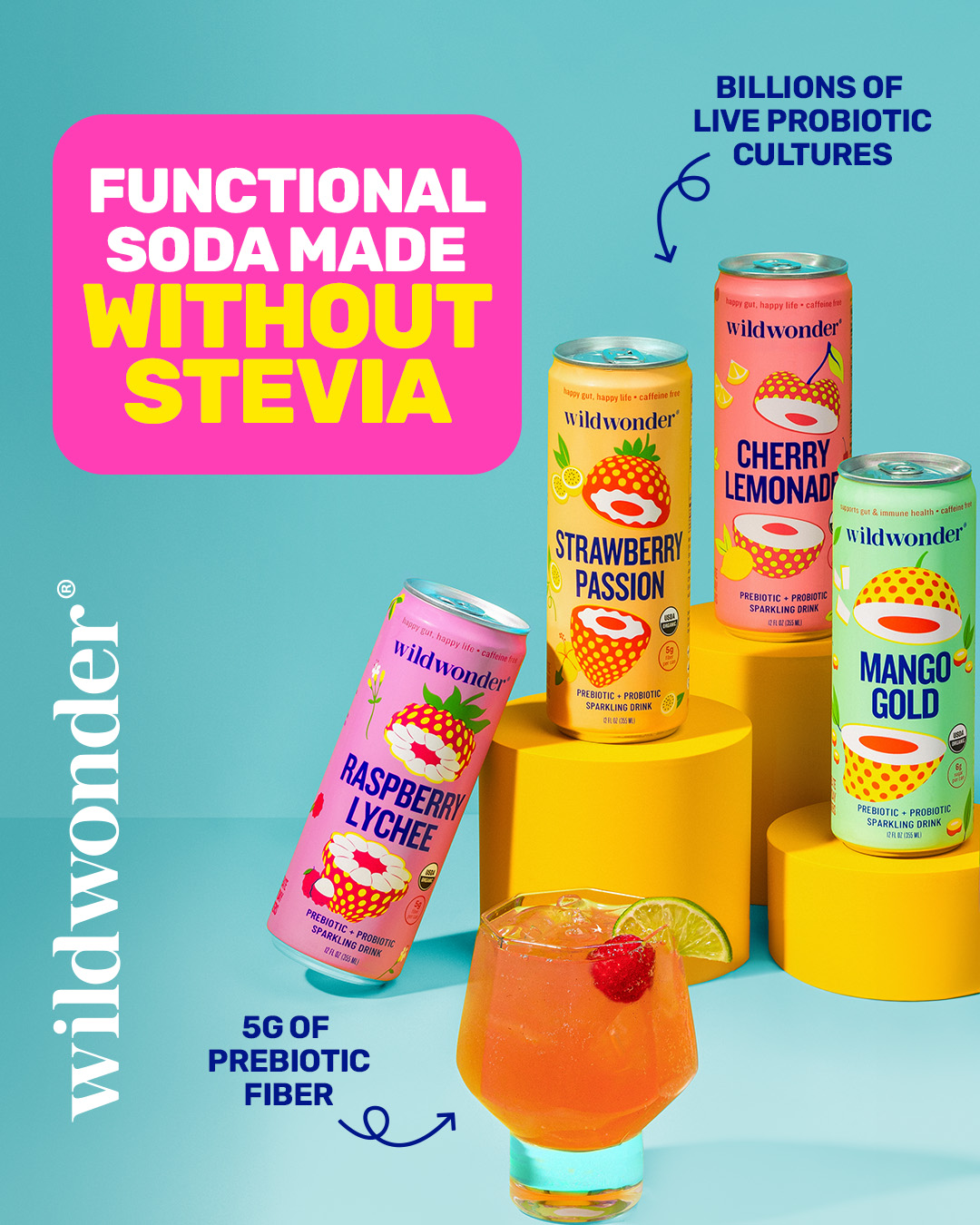 wildwonder Facebook ad: Gut-Friendly. Low Calorie. Zero Stevia.